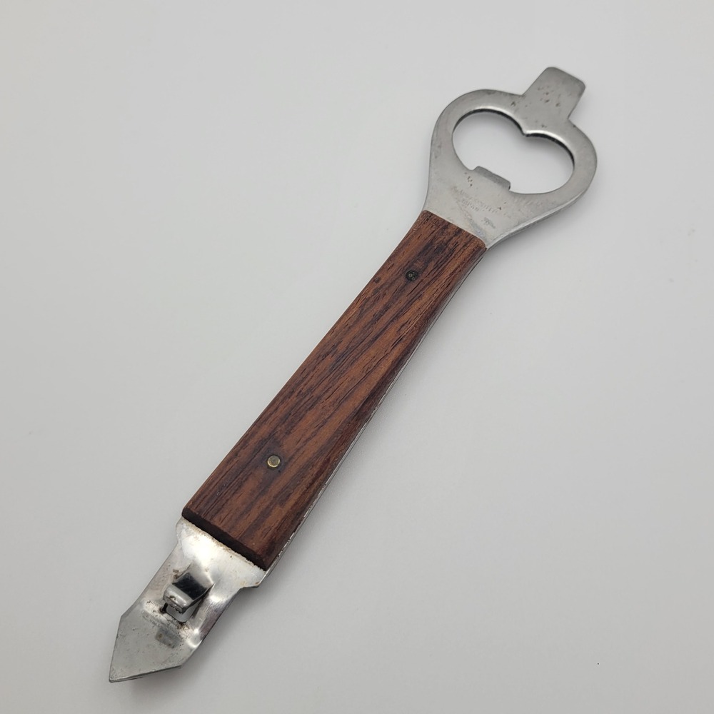 Vintage Stainless Steel Wood‎ Handle Bottle and Can Opener JAPAN Handheld